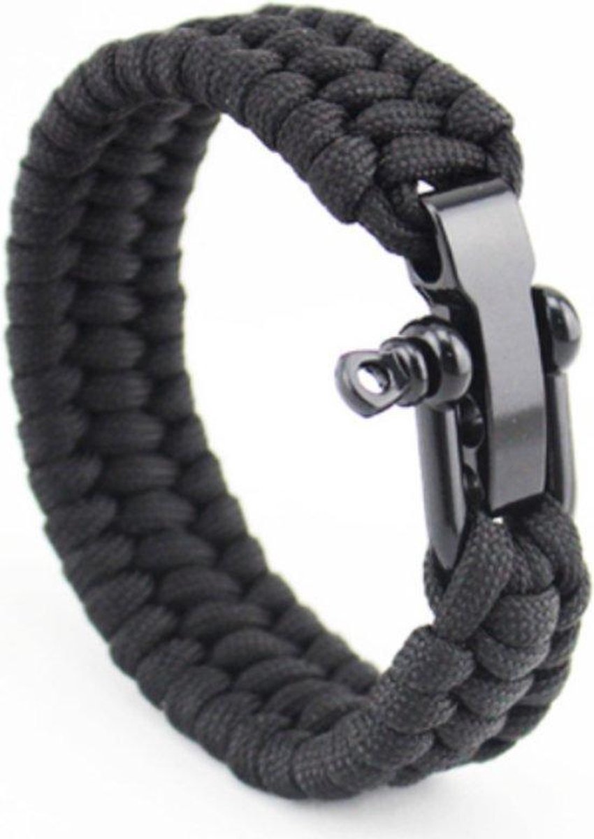 CHPN - Armband - Stoere armband - Nylon - Geknoopte armband - Outdoor - Survival - Zwart - Bracelet - Cadeau - Vaderdag - Universeel - One size