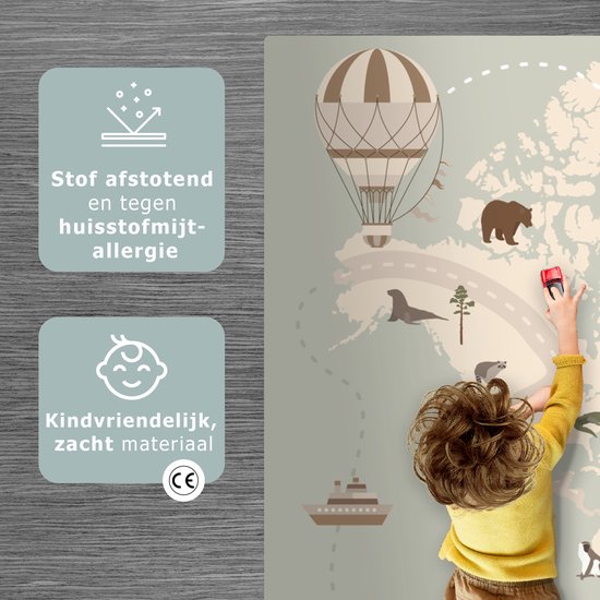 LetsPlaymats - Antislip speelmat baby - Foam - Wereldkaart en dieren - Speelkleed - 180x120 cm van LetsPlaymats® — afbeelding 3