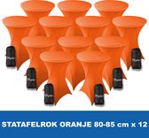 Statafelrok Oranje x 12 – ∅ 80-85 x 110 cm - Statafelhoes met Draagtas - Luxe Extra Dikke Stretch Sta Tafelrok voor Statafel – Kras- en Kreukvrije Hoes