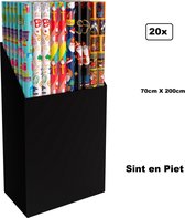 20x Rol inpakpapier 70cm x 200cm Sinterklaas assortie - Sint en Piet Feest thema party inpakken kado verschillende dessins