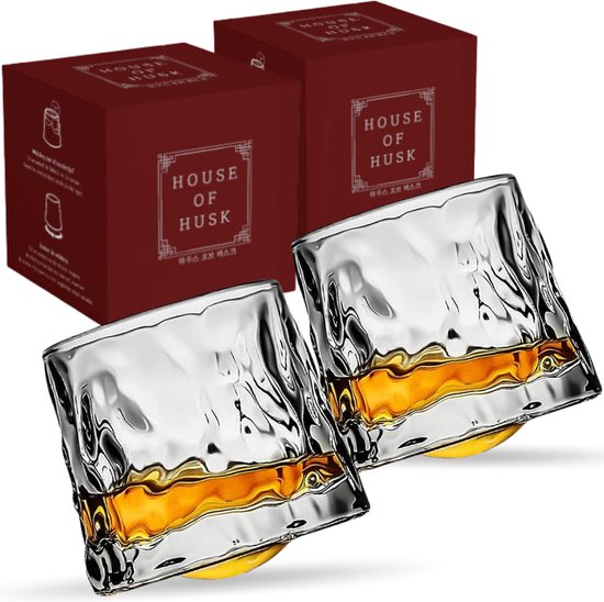 House of Husk 2 Stuks Premium Whiskey Glazen Set - Whiskeyglas - Tuimel Design - Hooglans - Whiskey Cadeauset