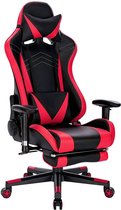 Gaming stoel Vosgi - Rood - Met voetsteun - Gamestoel - Verstelbaar in hoogte - Chair - Ergonomische bureaustoel - Chair - Kunstleer