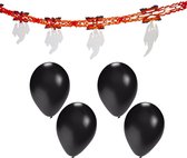 Halloween/horror thema feestslinger - spook - papier - 300 cm - versiering - 10x balloons black