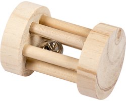 Duvoplus - Speelgoed Voor Dieren - Knaagdier - Houten Speelrol Met Bel 5x7cm - 1st