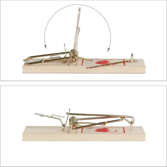 Piège à souris en bois Relaxdays - lot de 25 - classique - pince à souris réutilisable - efficace