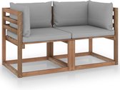 The Living Store Pallet Hoekbank - Bruin - 64 x 64 x 70 cm - Geïmpregneerd grenenhout