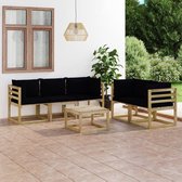 The Living Store Tuinset Grenenhout - Lounge - 64x64x70cm - Zwart