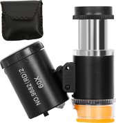 TR Goods - Mini microscope Zwart - Microscope de poche - Microscope de poche - Microscope - Loupe - Lentille de loupe - Lumière UV - Détection de fausse monnaie -- Zoom 60x