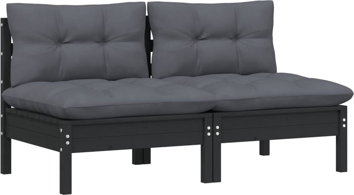 Tuinset - Tuinbank - Tuinbank 2-zits met antraciet kussens massief grenenhout - Lounge Set - Buitendrank - Hout