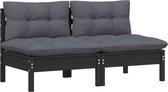 The Living Store Tuinbank Grenenhout - Modulair - 63.5 x 63.5 cm - Zwart - Antraciet Tuinbank - Lounge Bank - Buitenbank - Tuinset - Houten Bank - Zwarte Bank - Modulair Bankstel - Balkon Set