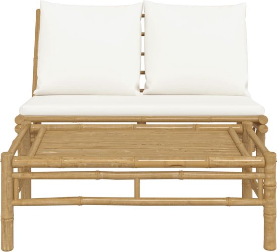 The Living Store Bamboe Lounge Set - 2-delig - 115x85.5x73.5cm - Duurzaam bamboe - Comfortabele kussens - Verplaatsbaar - Waterbestendige hoes - Salontafel inclusief - Montage vereist - The Living Store