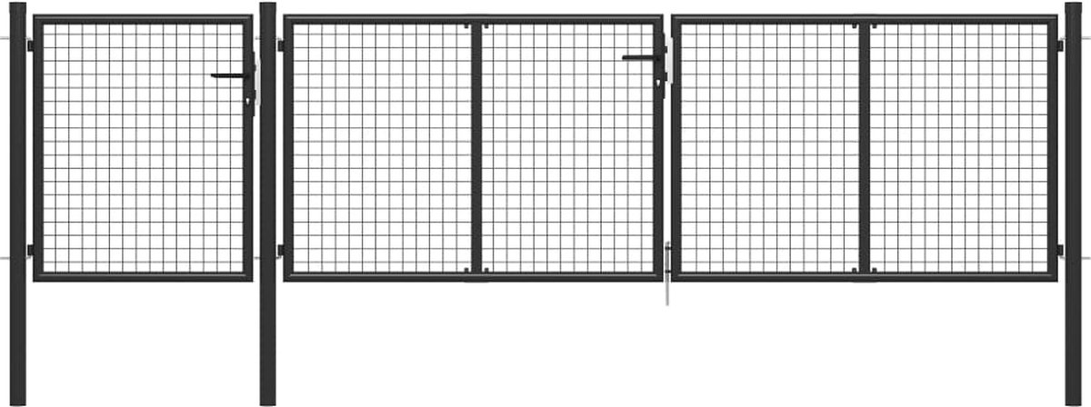 The Living Store Tuinpoort - Hoogwaardig Staal - Antraciet - 400 x 125 cm - Incl - Slot