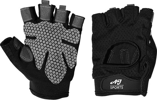 AJ-Sports Fitness handschoenen M - Sport & Fitness handschoenen Heren & Dames - Krachttraining - Fitness - Crossfit - Sport handschoenen - Sporthandschoenen - Zwart - AJ-Sports