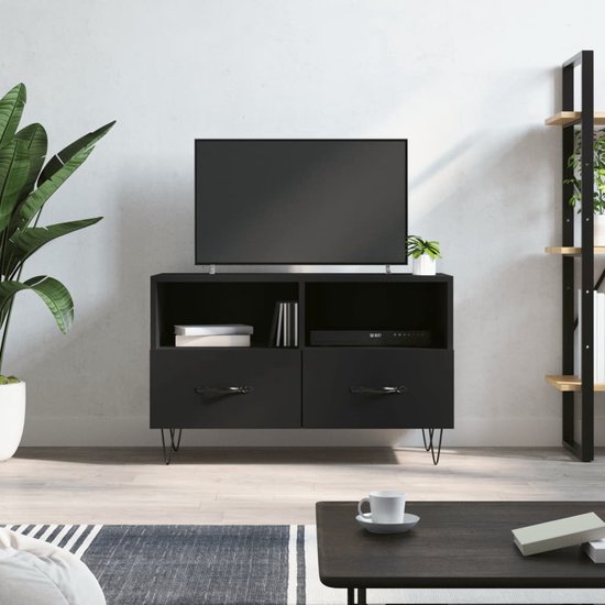 The Living Store Televisiekast Houten TV-meubel - 80 x 36 x 50 cm - Zwart