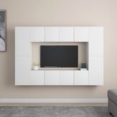The Living Store Meuble TV Meuble TV - 60 x 30 x 30 cm - Wit+ Matériau - Aggloméré