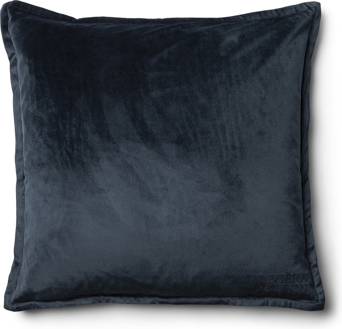 Riviera Maison Kussenhoes, Sierkussen, effen kleur - Basic, Kussensloop Velvet - 50x50 cm - blauw