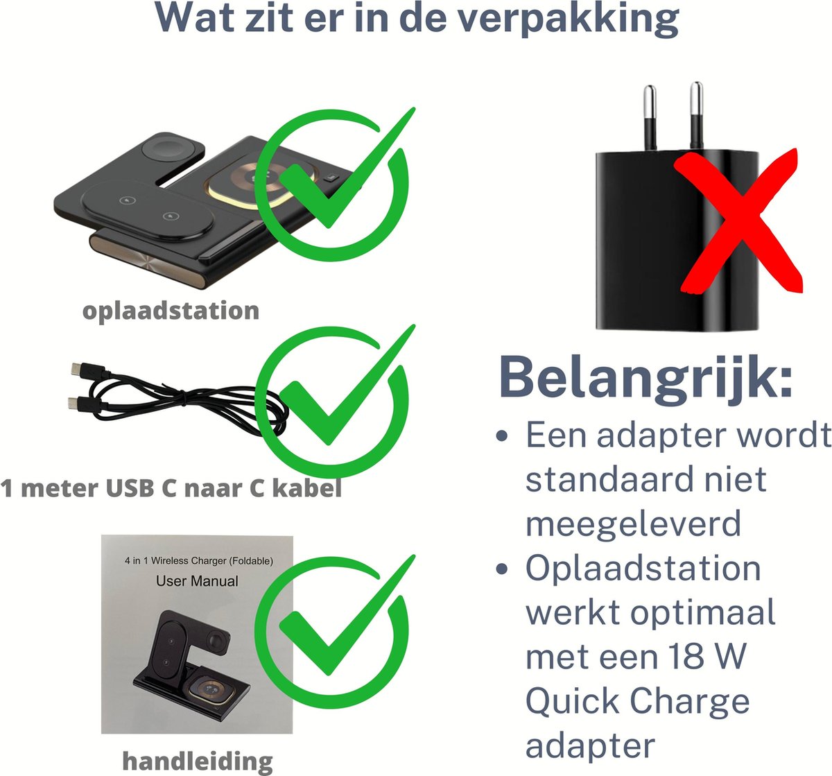 Dutch Quality® 4-in-1 - Draadloze Oplader - Zwart - 15W - Oplaadstation –  Geschikt... | bol.com