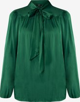 Blouse With Bowtie Neck Dames - Donker Groen - Maat XS