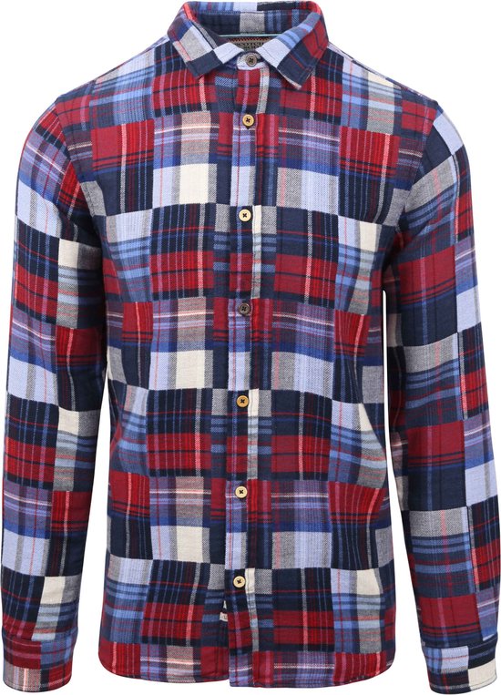 Scotch and Soda - Chemise à Carreaux Flanelle Blauw - Homme - Taille XL - Coupe Regular