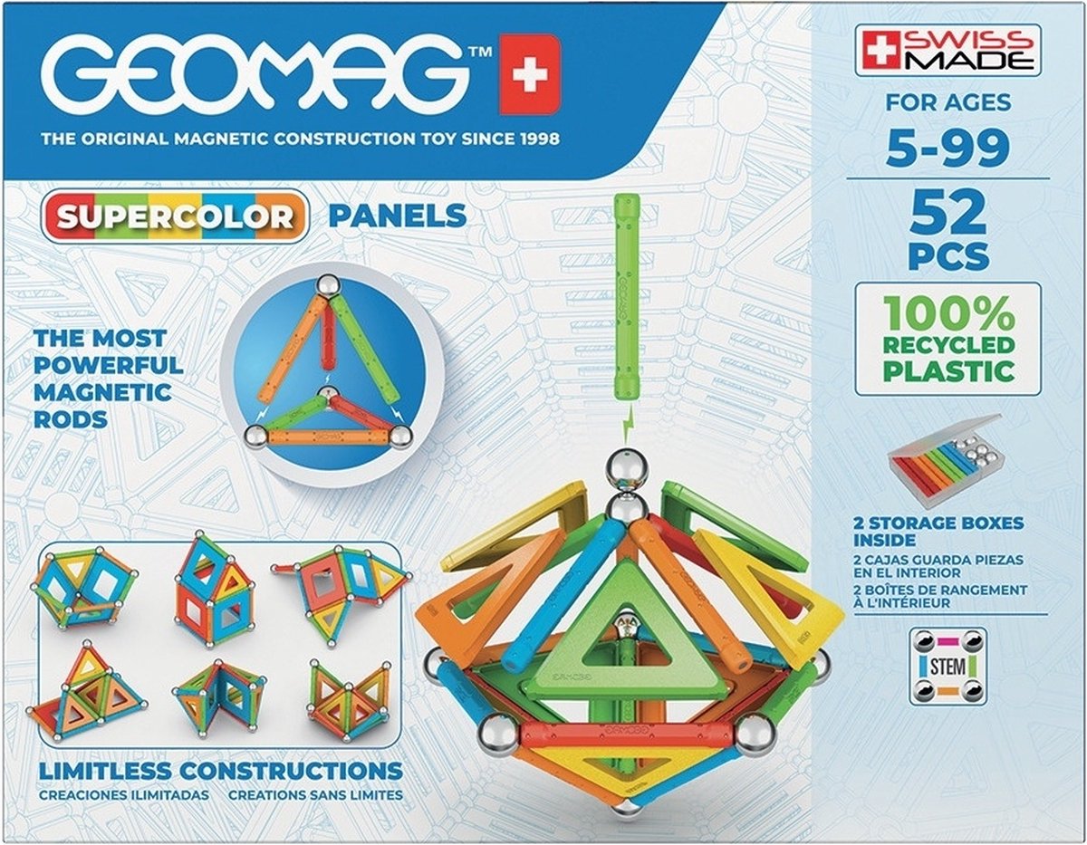 Geomag Super Color Recycled - Magnetisch Constructiespeelgoed met Panelen - 52-delig - Vanaf 5 jaar — afbeelding 16