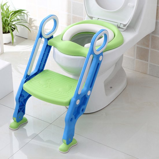 Foto: Toiletbril met trapje voor kinderen kinder toiletzitje toiletstoel met trap opvouwbare wc bril verkleiner toiletverkleiner lb a20 blauwpaars