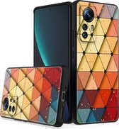 LuxeBass Siliconen hoesje met print geschikt voor Xiaomi 12 Pro - Marmer Triangle - telefoonhoes - gsm hoes - telefoonhoesje