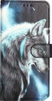 Luxebass book case voor Samsung Galaxy A23 5G - lone wolf print | kunstleer | volledige bescherming | valbestendig tot 1m
