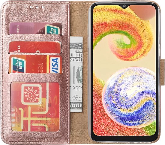 Coque adaptée pour Xiaomi Redmi A2 | Étui à livres | Couverture de livre avec porte-cartes | Étui portefeuille avec porte-cartes | Rose doré