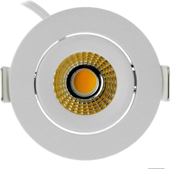 Led inbouwspot wit, dim to warm (3000K-2000K), kantelbaar, 5W vervangt 50W, zaagmaat Ø55mm, buitenmaat Ø62mm, 23mm diep