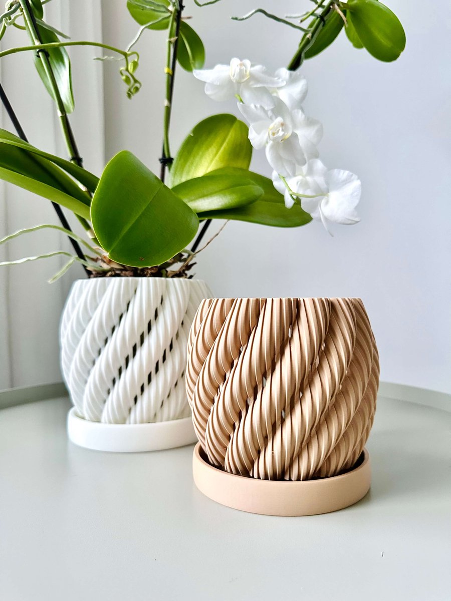 ORLIVA Orchideeënpot Large Bruin – Slimme Plantenpot met Lekbakje en Ventilatie – Orchidee Pot met Drainage – Kamerplant Cadeau