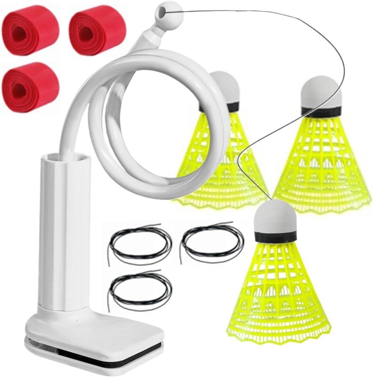 Badminton Trainer - Oefenapparaat - Individueel Trainen - Verstelbare Klem - 80 cm Armlengte - Zwart
