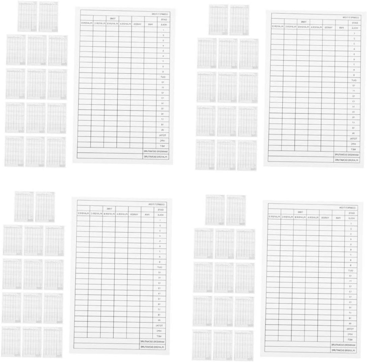Scorekaarten Set - Golf Scoreboek - Golf Wedstrijd - Gecoat Papier - 5 Sets - Wit