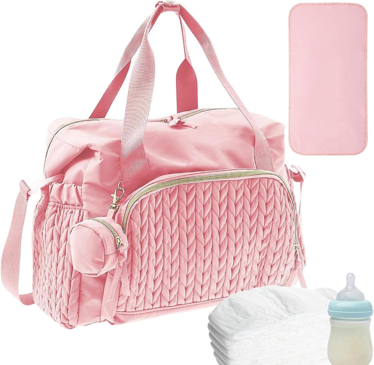 Luiertas Baby - Grote capaciteit tas - Reisaccessoires - Inclusief fopspeenetui - 45 x 23 x 30 cm - Grijs