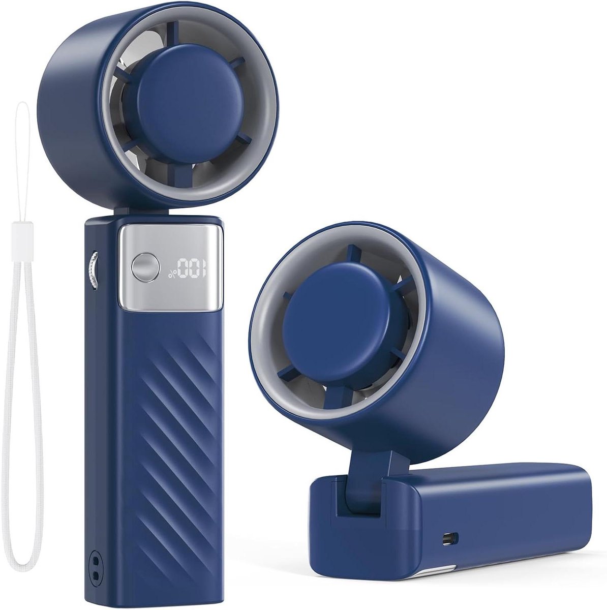 Mini Handventilator - Draagbare USB Fan - Persoonlijke Verkoeling - 199 Snelheden Instelbaar - 4000mAh Batterij - Blauw