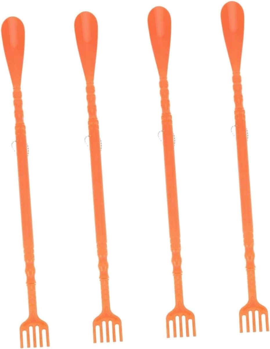 Massage Schoenenhulpmiddel - Rugkrabber Schoenlepel - Schoenen Makkelijk Dragen - Dubbele Functie - 47 cm Lengte - Oranje