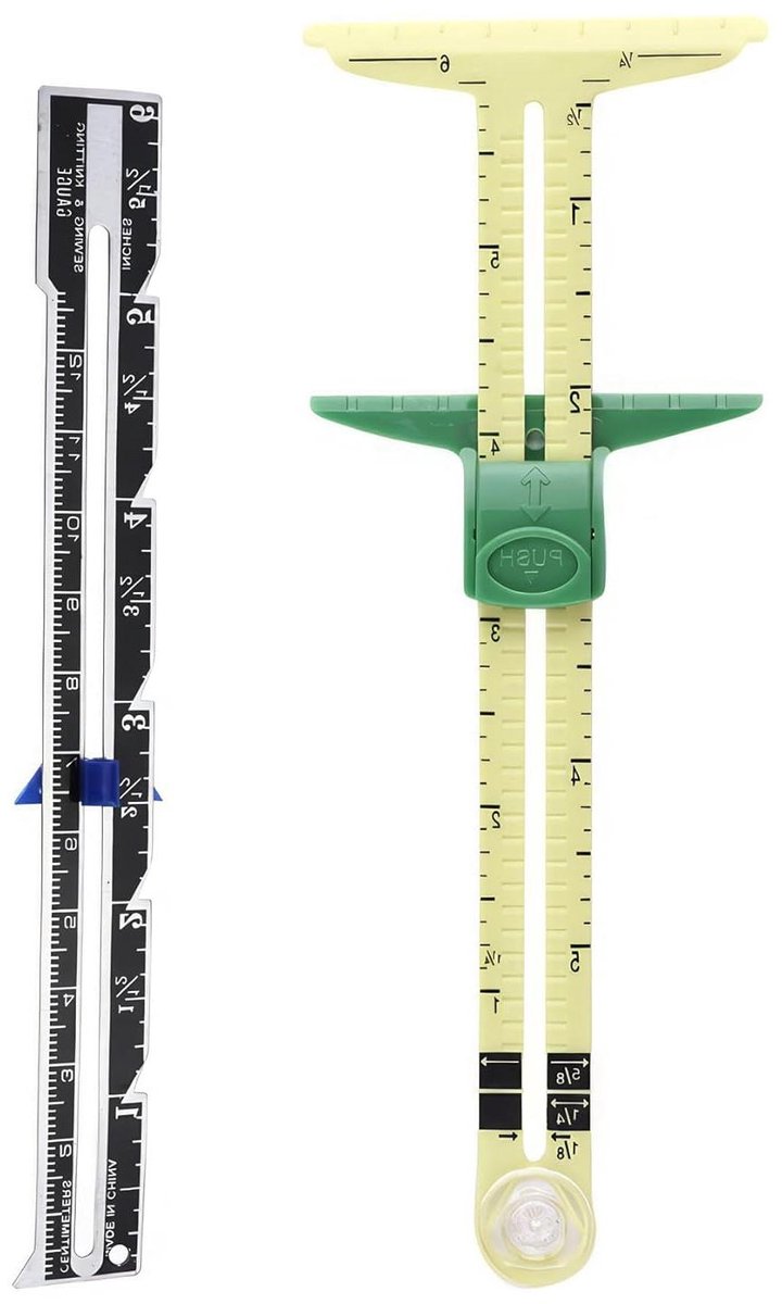 Naaimeter Meetgereedschap - T-vormige liniaal - Nauwkeurig Naaien - 5-in-1 Functie - 12.7 x 12.7 cm - Geel