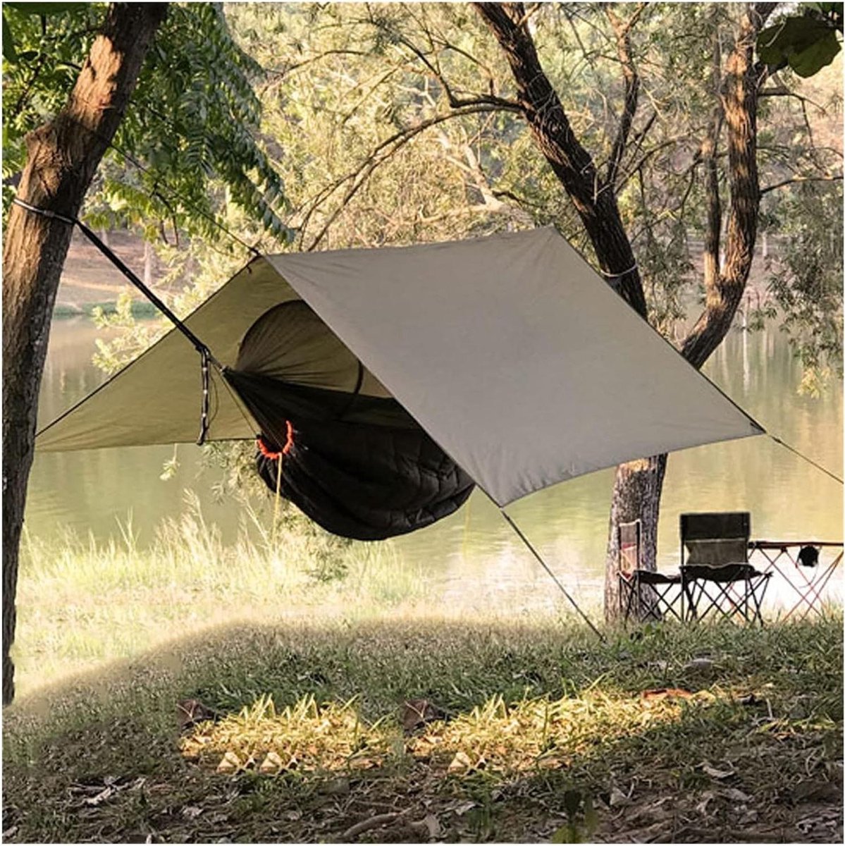 Draagbare Hangmat - Kampeer Hangmat - Buiten Ontspannen - 3-in-1 Systeem - 290x145cm - Veelkleurig