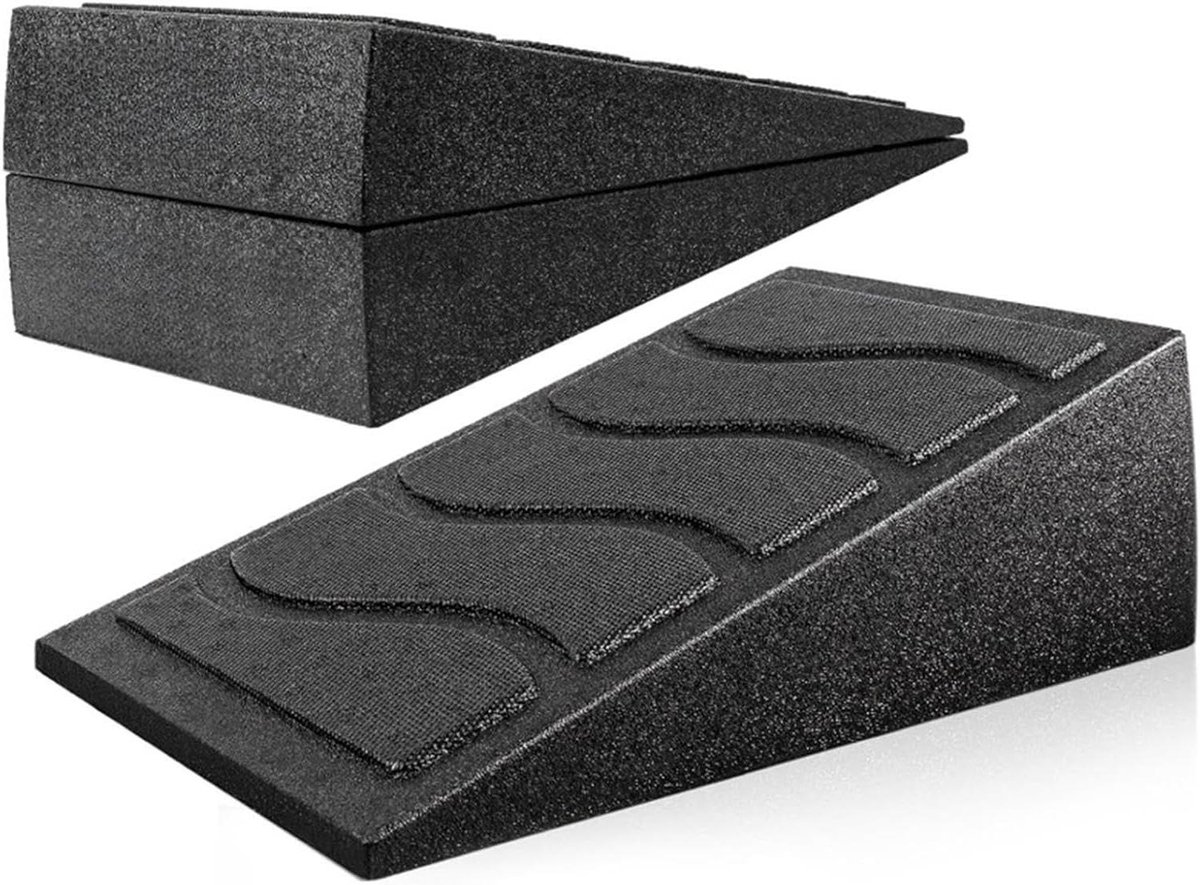 Squat Wedge - Kuitrekbord Schuim - Spierversterking - Verstelbare Hoeken - 3 Delig - Zwart