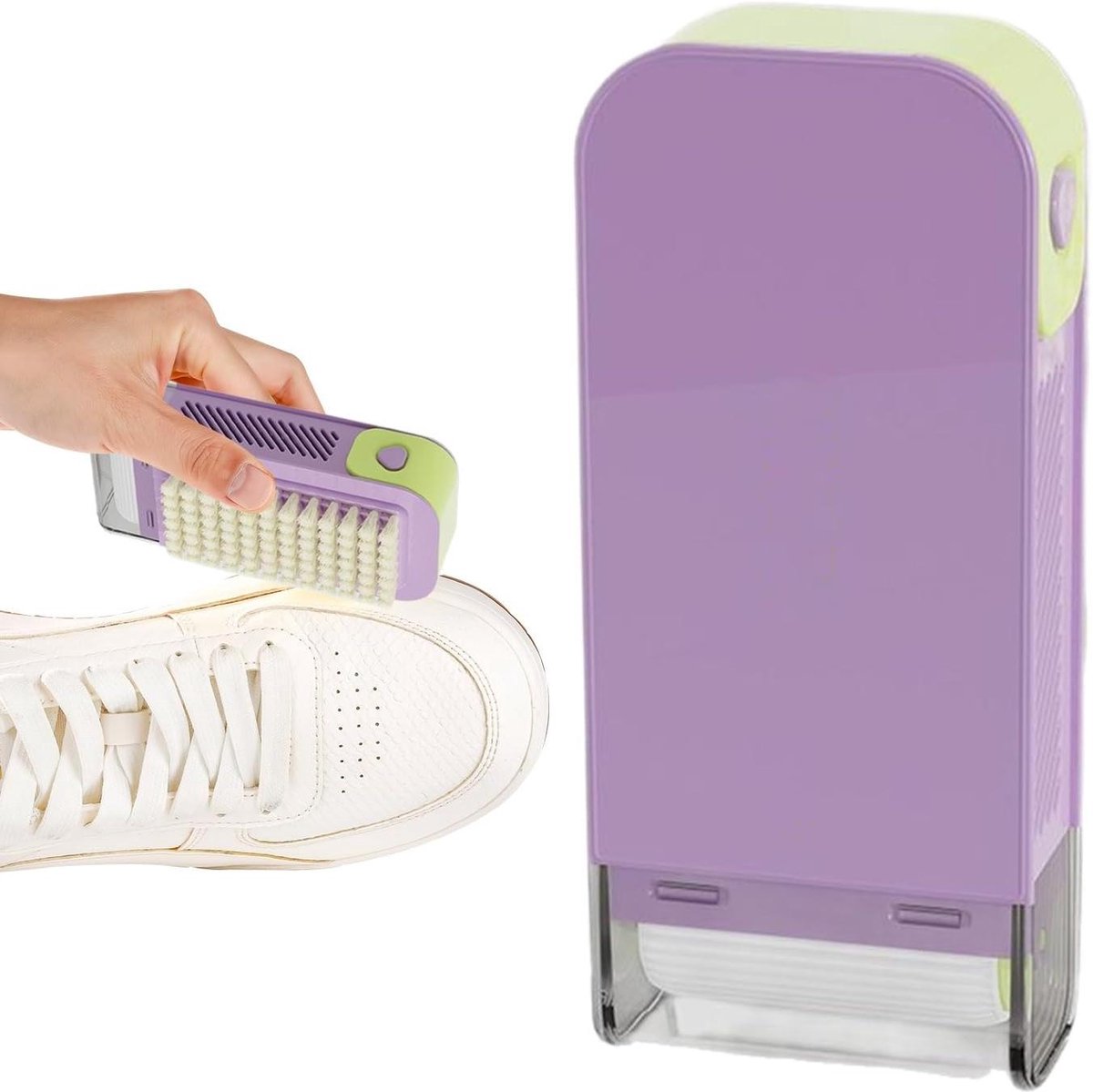 Reis Zeepdoos - Schrobborstel - Vlekken Verwijderen - Compact Met Roller - 7.5x4x17.2 cm - Paars