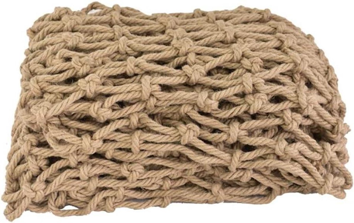 Decoratief Touw Net - Veiligheidsnet Hennep - Balkon Beveiligen - Handgeweven Kwaliteit - 2x2 Meter - Naturel