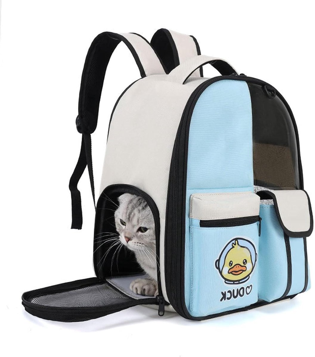 Huisdierenrugzak - Draagtas Kat Hond - Reizen met Huisdier - Ademend Gaas Ontwerp - 10L - Blauw