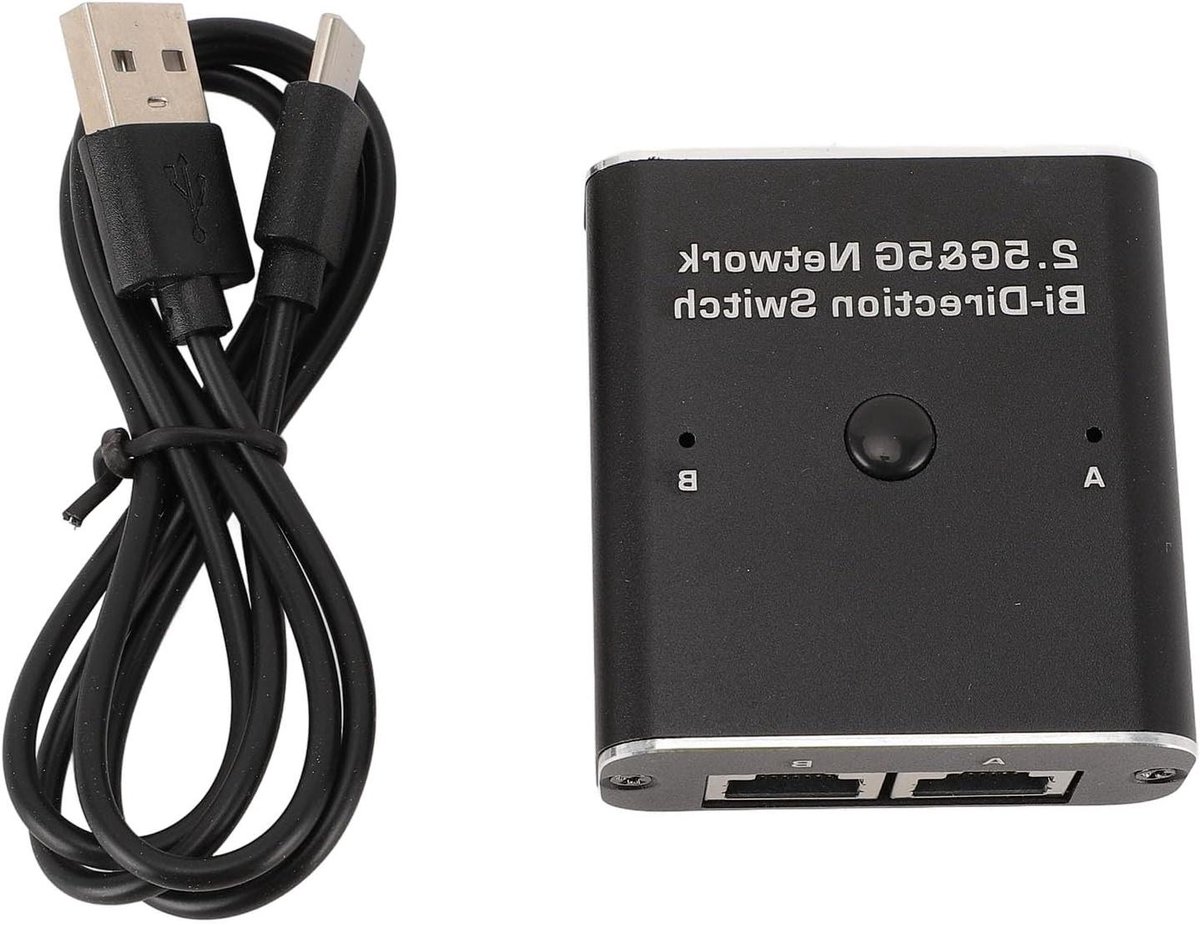 Netwerk Switch - RJ45 Splitter - Netwerk Wisselen - 2.5G/5G Snelheid - 2 Poorts - Aluminium