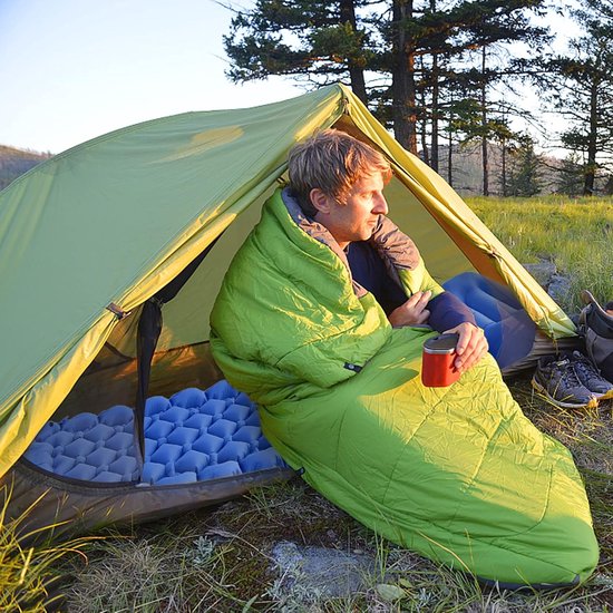 Luchtmatras - Slaapmat Kamperen - Outdoor Activiteiten - Zelfopblaasbaar - 196x68 cm - Groen — afbeelding 5
