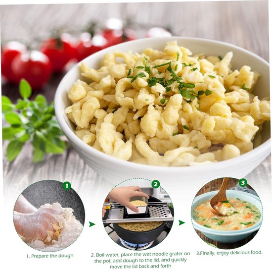 Pastamaker Spaetzle - Duitse Noodle - Verse Pasta Maken - Roestvrij Staal - 32.5 cm - Zilver van Pastamaker — afbeelding 4