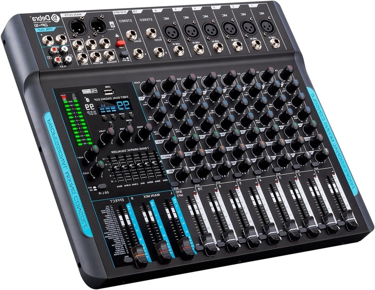 DJ Mixer Controller - Muziek Mengpaneel - Muziek Optredens - 10 Kanalen 99 Effecten - Bluetooth 5.0 - Zwart