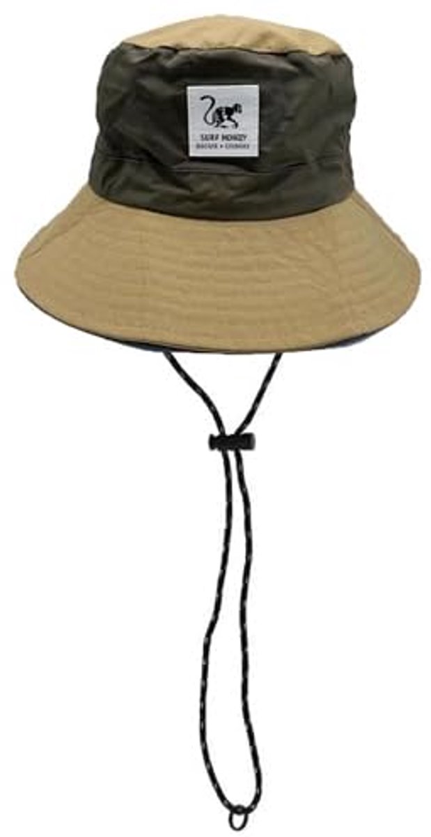 Waterdichte booniehoed voor heren/dames - One size - Opvouwbaar (olijfgroen/beige)