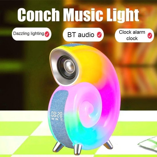 Wekker met Licht - Nachtlamp Audio - Ontspannen Wakker Worden - Stereo Surround Sound - 17 x 21 cm - Wit — afbeelding 4