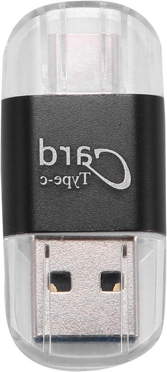 Kaartlezer - Geheugenadapter - Bestanden Overzetten - USB Type C OTG - 4 x 2 x 1 cm - Zwart