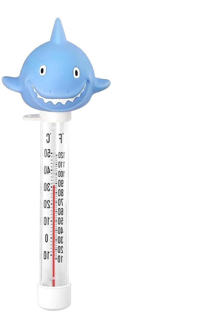 Drijvende Thermometer - Zwembadmeter - Water Temperatuur - Grappig Haai Ontwerp - 24 cm - Blauw