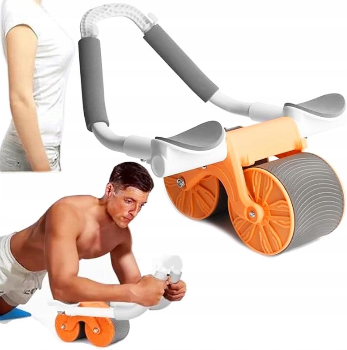Buikspierroller - Abdominal trainer - Core training - Automatische terugloop - 100 kg belasting - Oranje